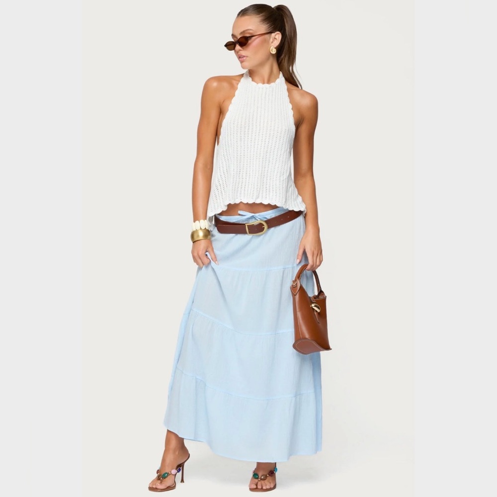 Edikted White Crochet Halter Top